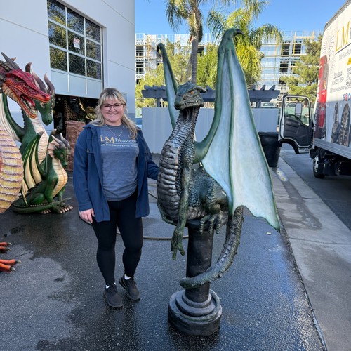 Green dragon post life size - post,
