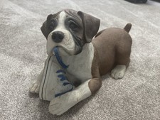 Sandicast Boxer Pup by Sandra Brue - 1992 Sculpture 16” Figure Hand Made USA