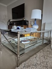 Glass and Stainless Steel Console Table And COFFEE TABLE ETHAN ALLEN
