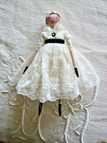 Tiny wooden doll antique - wooden, in