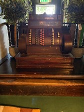 1940s antique wooden national cash register