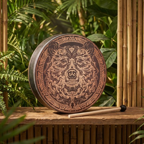 Handmade bear shamanic drum - shamanic,