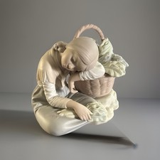 Lladro Retired Matte Bisque Tired Resting Harvester Green Grocer Figurine No Box