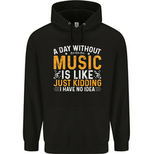 A Day Without Music Tekno Hip Hop Metal Mens 80% Cotton Hoodie