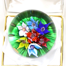 SUPERB High Top SAINT LOUIS Torsade Basket FLOWER BOUQUET Art Glass PAPERWEIGHT