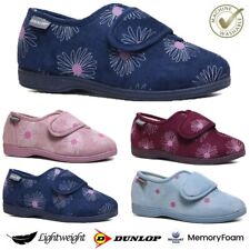 LADIES DUNLOP ORTHOPAEDIC SLIPPERS DIABETIC WINTER WARM EASY CLOSE WIDE SHOES