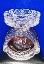 Vintage German Hofbauer Red Bird Lead Crystal Candle Holder