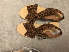 Atmosphere Women's Faux Suede Briwn leopard  Sling back Sandals UK 6 NEW