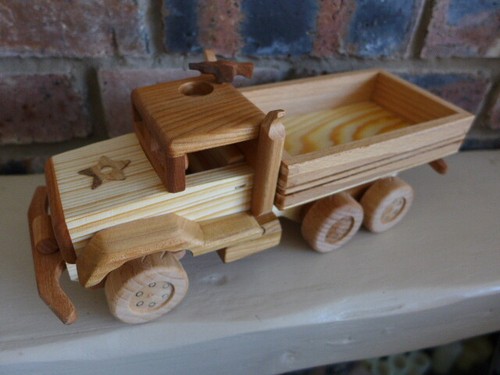 Wooden toy m35 truck - wooden,