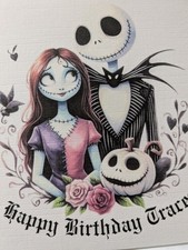 Handmade personalised Jack Skellington Nightmare before Christmas Birthday card 