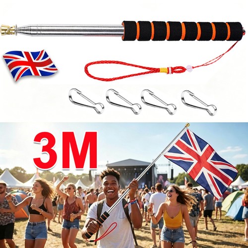 Telescopic flag pole - 3m,