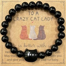Cat 8mm Obsidian Stone