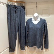 Jezebel Women's 2-Piece L/Sleeve Pyjama/Lounge Set - Tee/Joggers - Blue - S NWOT