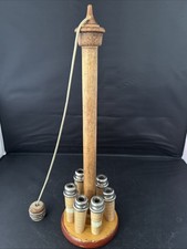 Vintage Table Top Skittles Set Wooden Stool Solid And Metal From Wigan Pier