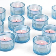 12pcs Blue Glass Tealight
