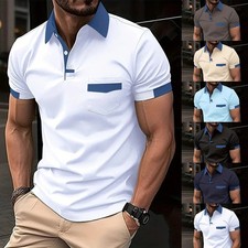 Mens Polo Shirts Summer Short Sleeve Regular Fit Casual Work Golf T Shirt Tops