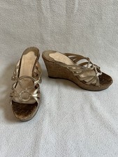 Gold leather cork wedge