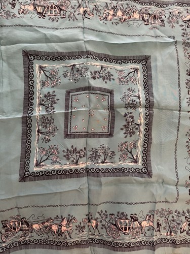 Silk head scarf blue vintage - head,
