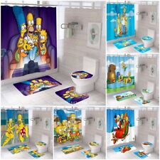 3D The Simpsons Shower Curtain Bathroom Rug Bath Mat Non-Slip Toilet Lid Cover
