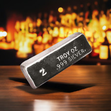 Ingot - 2 oz. 999  Fine Silver Bar - PURE - Hand Poured - Uncirculated