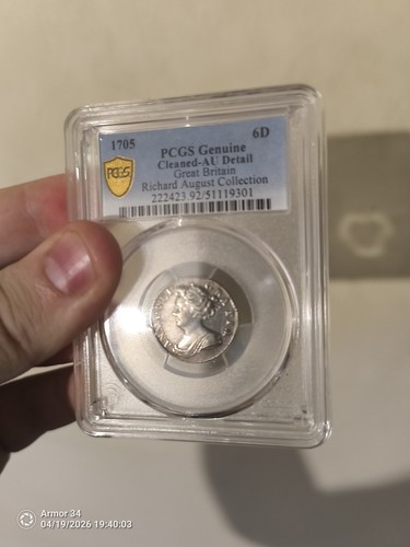 1705 sixpence queen anne roses - 1705,