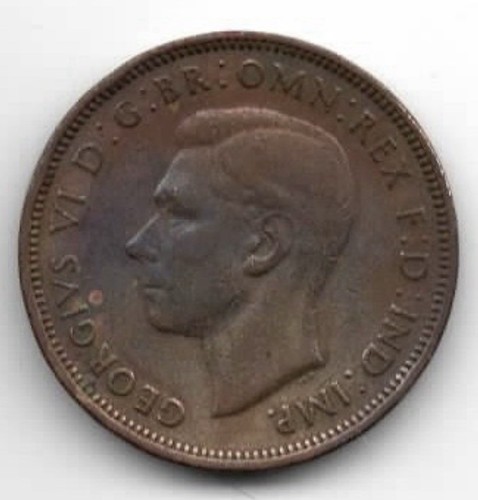 1943 george half penny coin - george,
