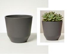 2 Pack Ceramic GREY Plant Pots