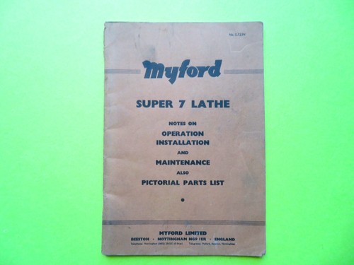 Myford super lathe operation - super,