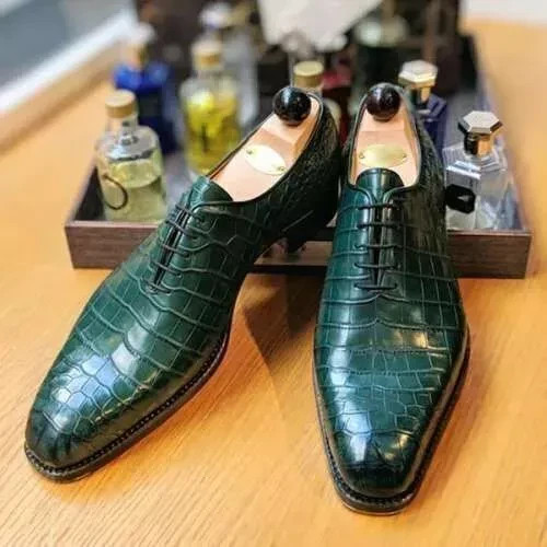 Mens bespoke leather - leather, green