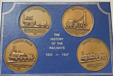 History Of The Railways 4 x 44mm Bronze Medallions Set. Farrell & Sons SUPERB #R