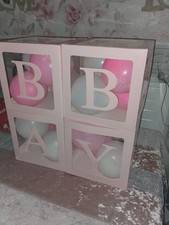 4 X Baby Shower Boxes, Just The Boxes, NO BALLOONS, Will Be Flat Packed For Post
