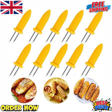 10Pcs CORN HOLDERS Stainless Steel Corn On The Cob Skewers BBQ Prongs Forks UK