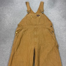 Dickies Dungarees Adult 34x30 Brown Bib Overalls Work Wear Canvas Carpenter Men*