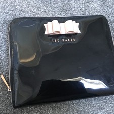 Ted Baker iPad /eReader Case Zip Up Black with Baby pink Bow Cover Travel Pouch