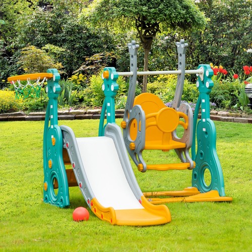 Kids swing and slide - and,