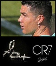 Men’s/Boy’s: Ronaldo, One Pair 18K White Gold Plated, Zirconia Cross & Hoop Set