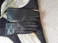 Black Soft Leather Warm Lined Gloves Small BNWOT