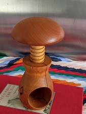 Gorgeous Unusual Wooden Mushroom Twist Nutcracker and Shell Cracker Ornament