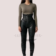 Womens Black Leather Pant 100% Real Lambskin leggings pant skinny Biker Pant