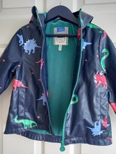 JOULES Skipper Raincoat Rubberised -  Navy Dinosaur -  Waterproof Fleece Lined 