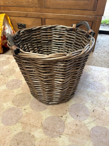 Woven wicker log basket with - wicker,