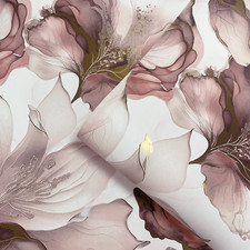 Marble Flowers Elysian Wallpaper 212504 Pink Metallic Gold Floral Muriva