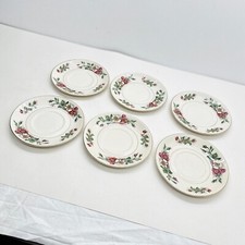 Set of 6 Floral Porcelain Saucer Plates Ivory Ware John Maddock & Sons Vintage