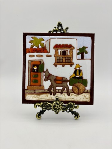 Vintage ceramic art tile - vintage,