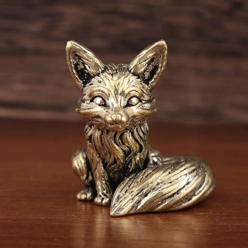 Copper fox figurine mini - copper,