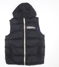 Superdry Men's Black XL Hooded Puffer Waistcoat Gilet