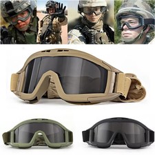 Airsoft Tactical Goggles 3 Lens Windproof Dustproof Glasses Shooting glasses UK