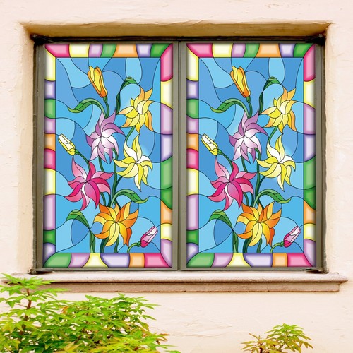 Flowers color a251 window - 3d,