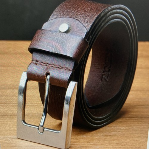Men brown leather dress belt - men's,