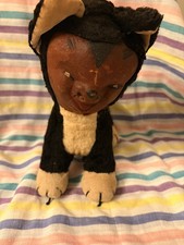 Vintage Merrythought Cheshire Black Cat- Merry Thought tag - Bells in ears